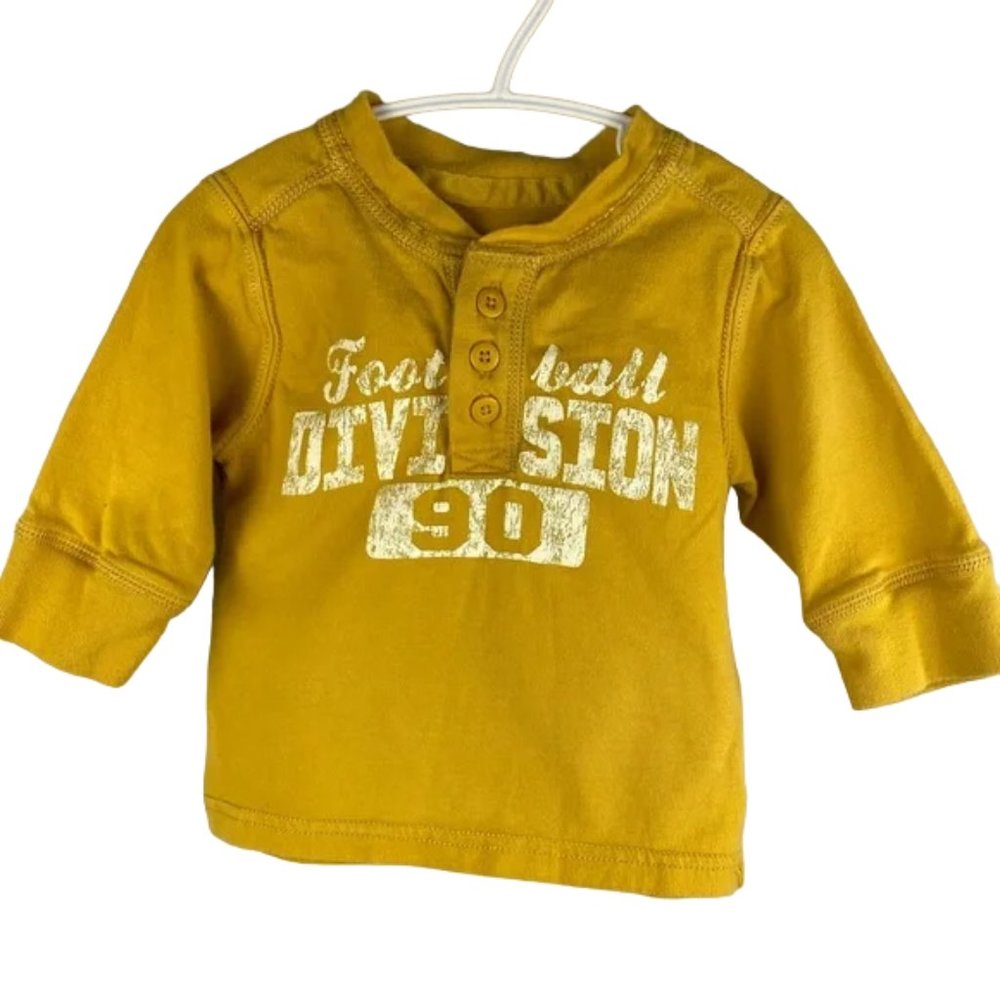 Place Athletics Dept. Football Division Long Sleeve Henley size 6-9 Months